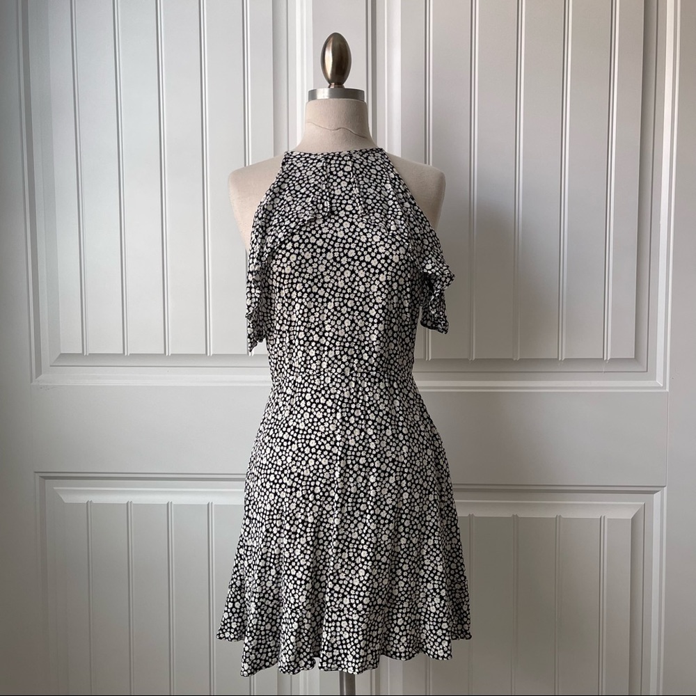 Zara Black Floral Halter Mini Dress
